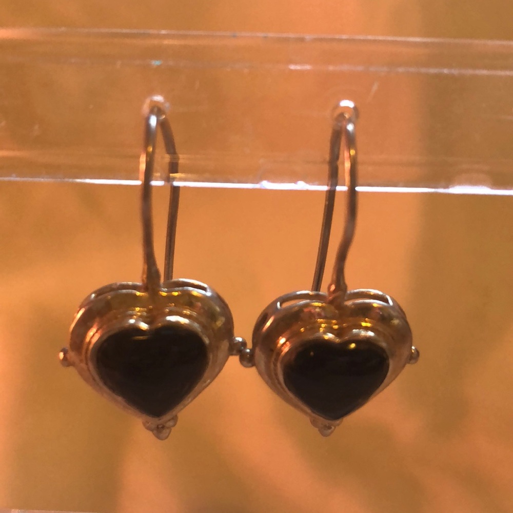 Sterling silver earrings with black stone